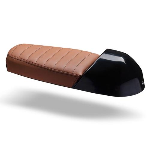 C-Racer Universal Café Racer - Scrambler seat ABS Plastic Material, 40 mm Seat Foam Thickness (C Racer - CRR-0035-087 Dark Brown Straight Stitching Type Brown Thread Color)