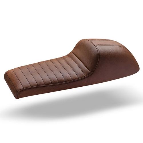 C-Racer Universal Fully Covered Cafe Racer Seat SCR3FC ABS Plastic Material (C Racer - CRR-0028-171 Pale Brown Square Stitching Type Brown Thread Color)