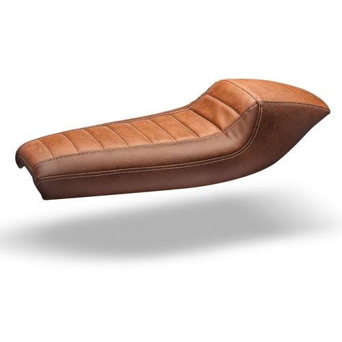 C-Racer Universal fully covered Flat track seat SCR5FC ABS Plastic Material (C Racer - CRR-0033-050 Brown Square Stitching Type Blue Thread Color)