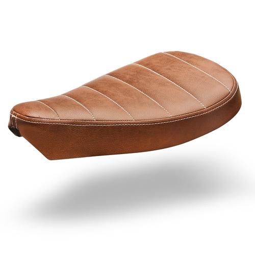 C-Racer Universal Solo Saddle Bobber seat - Large ABS Plastic Material, 20 mm Seat Foam Thickness (C Racer - CRR-0041-041 Brown Line Stitching Type White Thread Color)