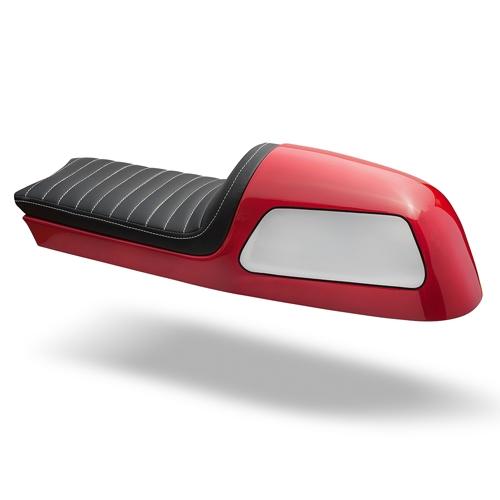 C-Racer Universal V Classic Café Racer seat ABS Plastic Material, 20 mm Seat Foam Thickness (C Racer - CRR-0045-100 Grey Line Stitching Type Red Thread Color)
