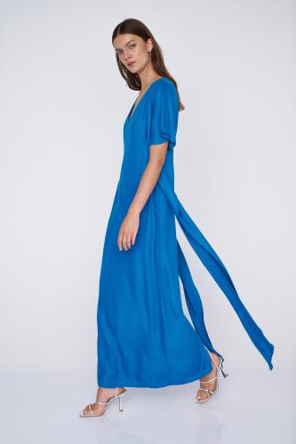 Φόρεμα μακρύ V-neck Dusty Blue