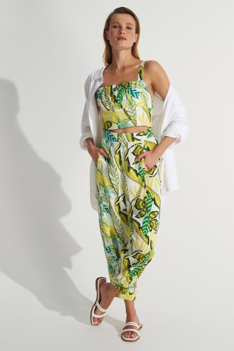 Σαλβάρι με tropical prints Multicolor