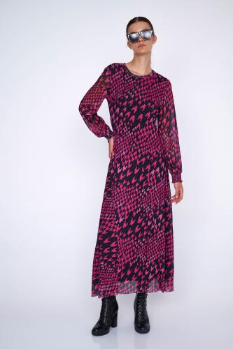 Φόρεμα μακρύ με statement prints Fuchsia