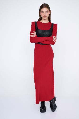 Φόρεμα μακρύ πλεκτό μονόχρωμο Red