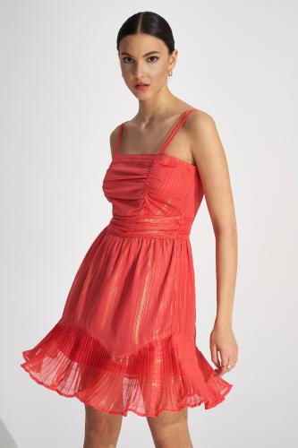 Φόρεμα lurex με τιράντα Lipstick Rose