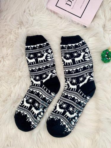 Κάλτσες Με Γουνάκι & Χριστουγεννιάτικο Μοτίβο Μαύρες - Alter Ego