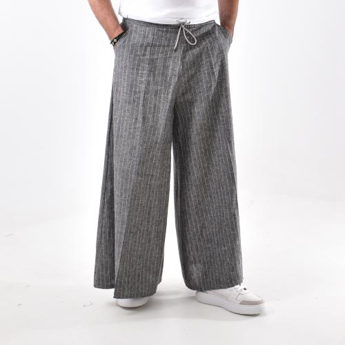 KONSTANTINOS TSIGAROS GREY PANTS WITH WHITE STRIPES - 3S302804