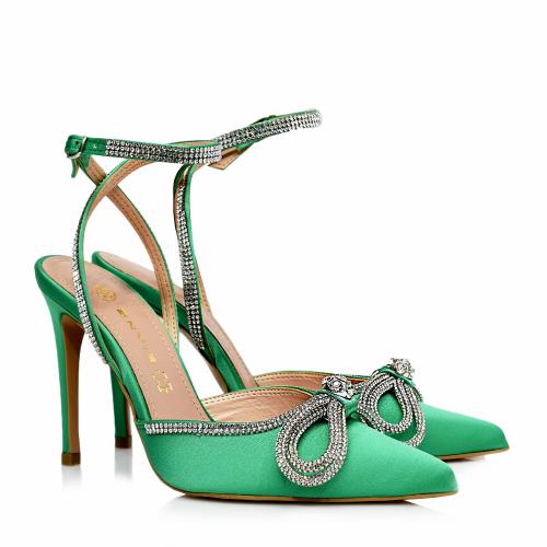ENVIE SHOES BOW-DETAIL POINTED PUMPS GREEN - E02-15150-48