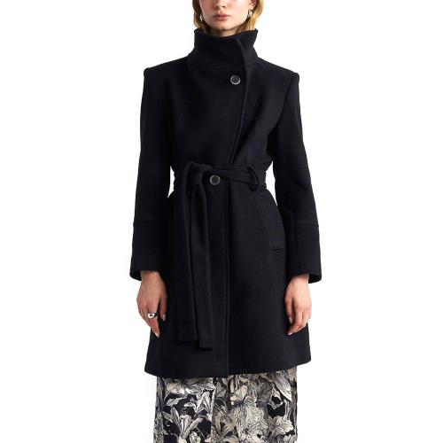 BELTED HIGH NECK COAT WOMEN MY T WEARABLES