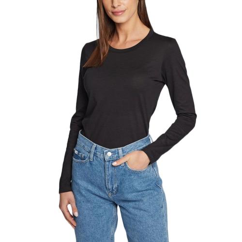 SMOOTH COTTON CREW NECK LONGSLEEVE T-SHIRT WOMEN CALVIN KLEIN