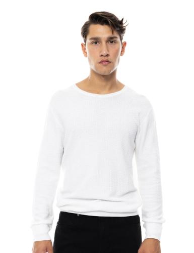 Smart fashion ανδρική πλεκτή μπλούζα με στρογγυλό λαιμό OFF WHITE 48-206-047-010-M