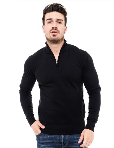 Smart fashion ανδρική πλεχτή μπλούζα ΜΑΥΡΟ 46-206-017-010-M