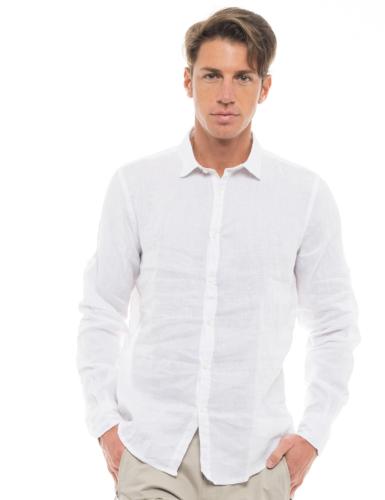 Smart fashion ανδρικό λινό πουκάμισο ΛΕΥΚΟ 47-203-002-020-M