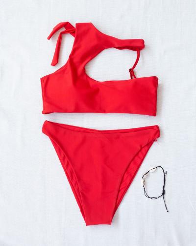 Σετ bikini με cut out σχέδιο στο μπούστο - Κόκκινο