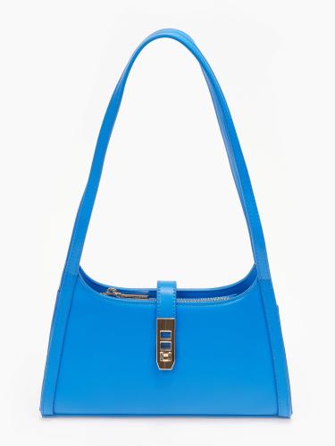 Τσάντα ώμου με μεταλλικό κούμπωμα - Μπλε