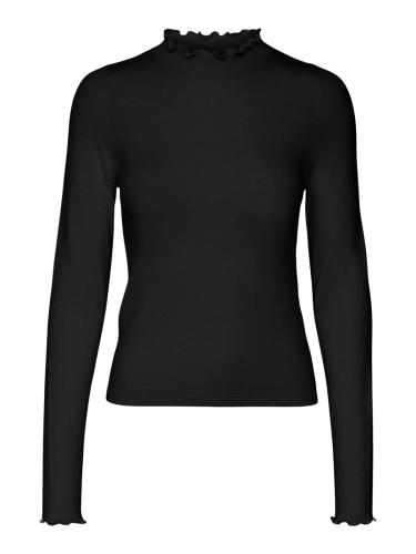 Πλεκτή μπλούζα με frilled γιακά Vero Moda 10297854 - Μαύρο