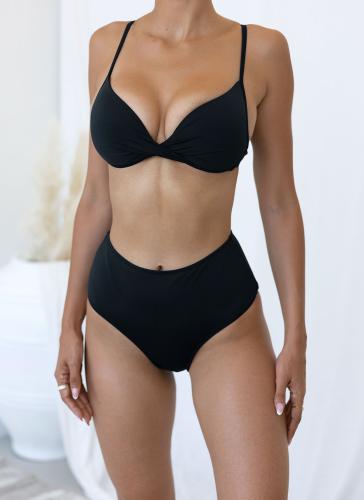 Bikini Set ψηλόμεσο με corset slip - Μαύρο
