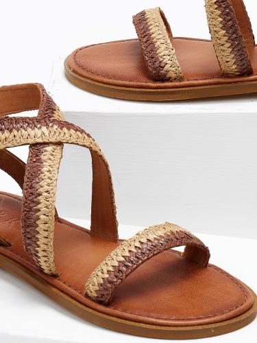 Σανδάλια δερμάτινα crossover Iris sandals - Καφέ