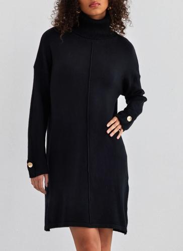 Φόρεμα πλεκτό με κάθετη εξωτερική ραφή Jean Louis Francoise - Μαύρο