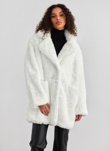 Παλτό από συνθετική γούνα - Λευκό