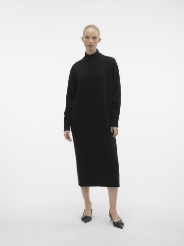 Πλεκτό φόρεμα με ψηλό γιακά Vero Moda 10291260 - Μαύρο