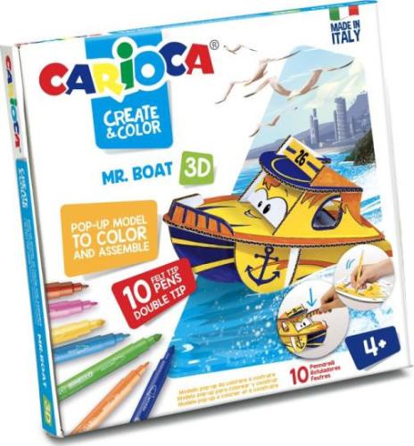 CARIOCA CREATE +amp; COLOR MR BOAT 3D ΣΕΤ ΖΩΓΡΑΦΙΚΗΣ ΠΑΖΛ ΜΕ 10 ΜΑΡΚΑΔΟΡΟΥΣ