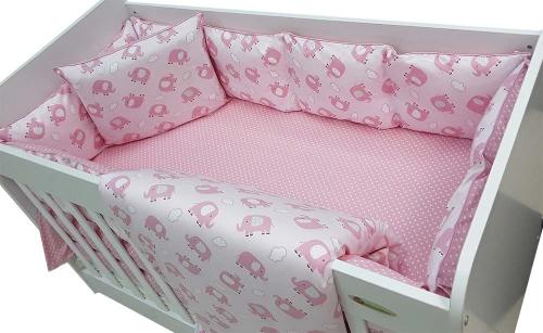 Σετ προίκας μωρού για κούνια Beboulino 60x120cm Baby Elephant Pink 79018380860