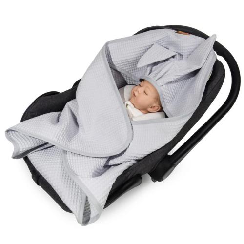 Beboulino Πικέ κουβέρτα For Baby βόλτας με υποδοχές 78x78cm Light Grey 70101190021