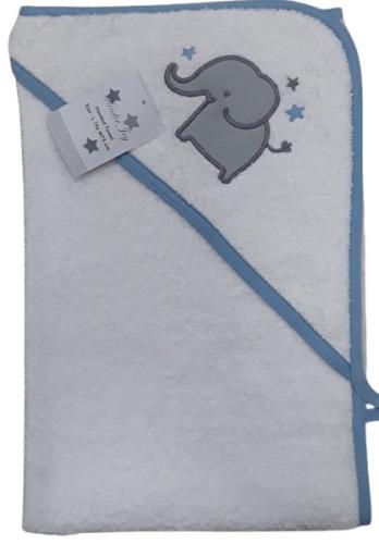 Beboulino Βρεφική Hooded Μπουρνουζοπετσέτα 75x75cm Elephant White Blue Fr 70203471101 Blue