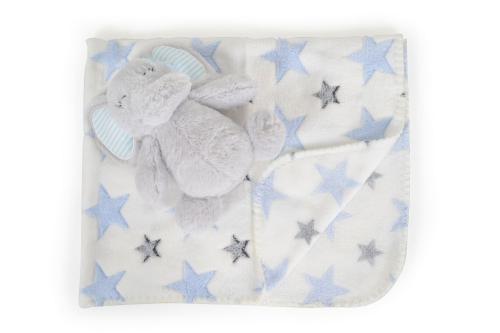 Κουβέρτα Αγκαλιάς 75x90cm Stuffed Toy Little Elephant Cangaroo Blue 3800146269203