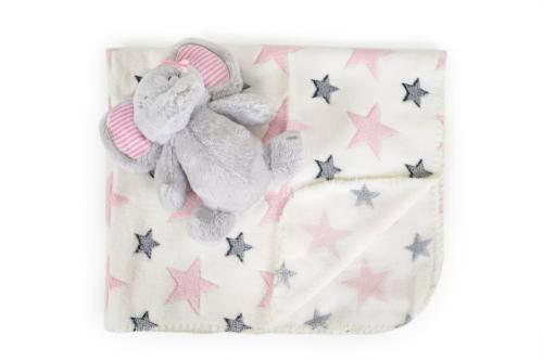 Κουβέρτα Αγκαλιάς 75x90cm Stuffed Toy Little Elephant Cangaroo Pink 3800146269197