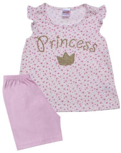 Παιδική Κοντομάνικη Πυτζάμα Minerva Princess Dreams Εκρού-Ροζ 90-61781-085 Εκρού-Ροζ