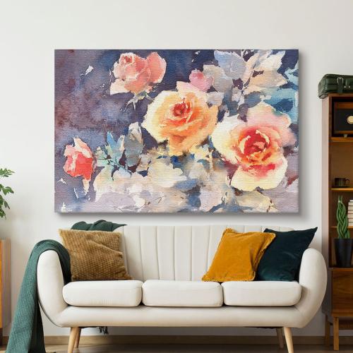 Πίνακας σε Καμβά, Watercolor Roses Flowers