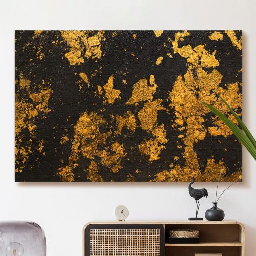 Πίνακας σε Καμβά, Abstract Black Gold Spots