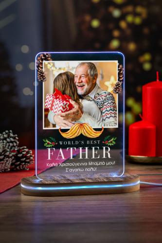 Φωτιστικό Led με Φωτογραφία, Δώρο Χριστουγέννων για Πατέρα