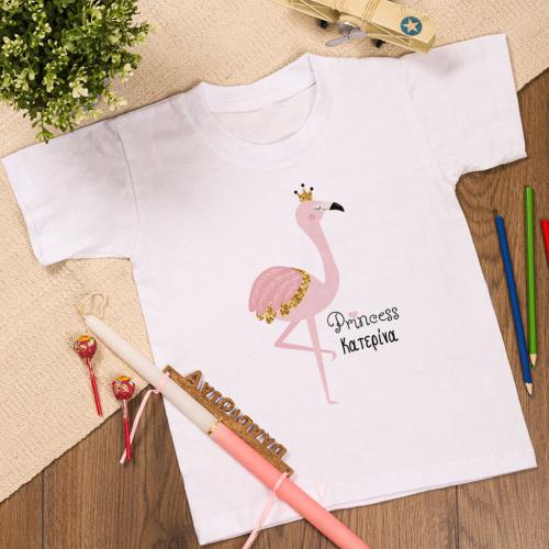 Παιδικό T-shirt & Λαμπάδα με όνομα, Flamingo Princess