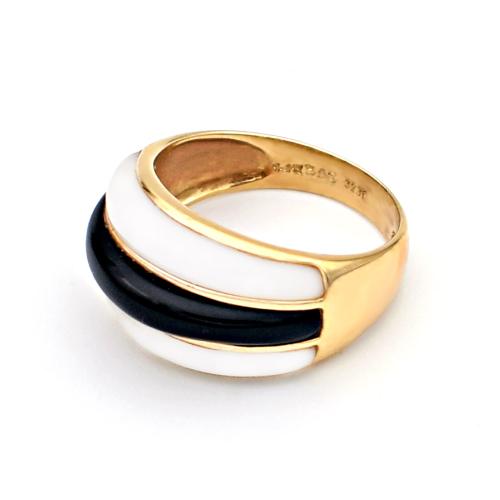 Δαχτυλίδι χρυσό Κ14 με Mother Of Pearl και Όνυχα - G320193