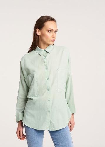 Βαμβακερό πουκάμισο με διπλή τσέπη - Φυστικί