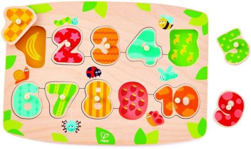 Hape Happy Puzzles Ξύλινο Παζλ Peg Νούμερα (E1404A)