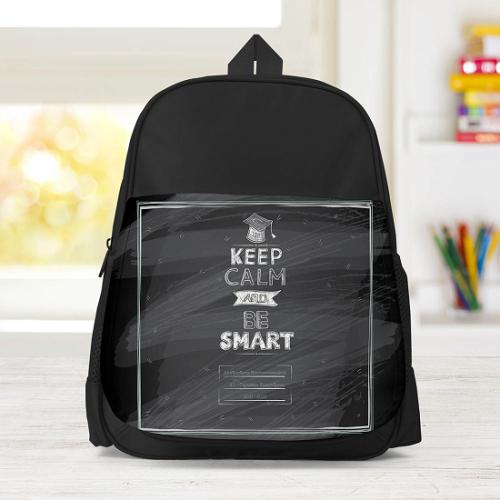 Keep Calm and Be Smart - Σχολική Τσάντα Μονόχρωμη Μαύρο