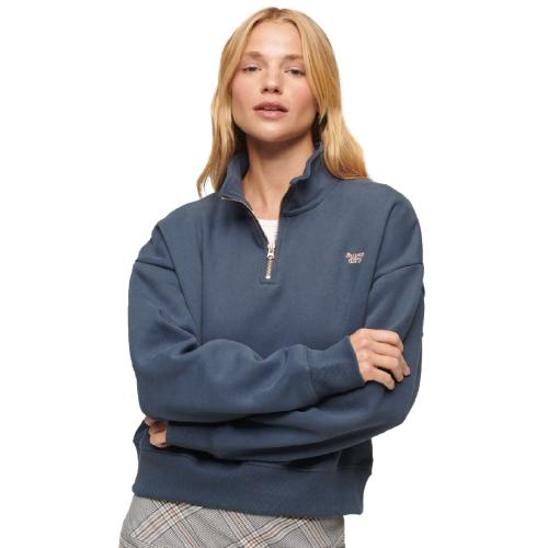 SUPERDRY ESSENTIAL HALF ZIP SWEATSHIRT W2011871A-QB2 Μπλέ