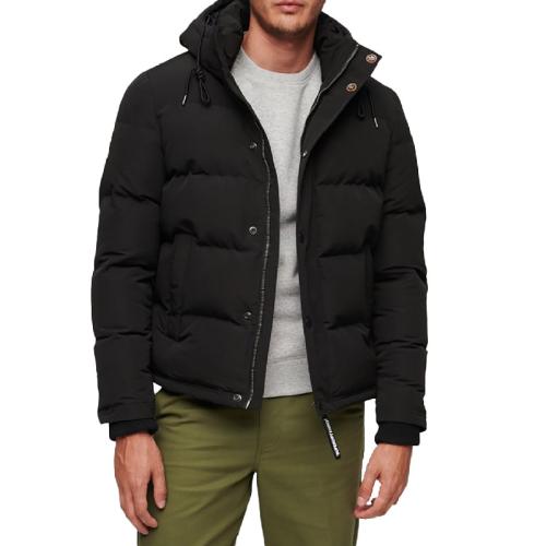 SUPERDRY EVEREST SHORT HOODED PUFFER M5011743A-12A Μαύρο