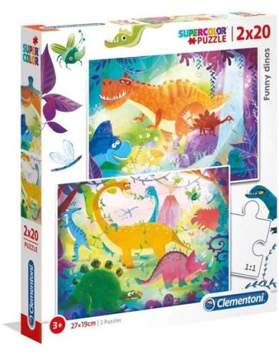 As Company Παζλ Clementoni 2X20 Supercolor Funny Dinos - 1200-24755