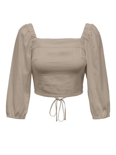 BALLOON TOP ONLY CARO 3/4 LINEN OXFORD TAN ONLY