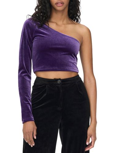 TOP ONLY SMOOTH ONE SHOULDER VELVET ACAI ONLY