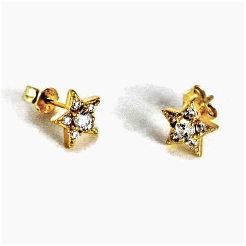 Cubic Zirconia Star Stud Earrings, Sterling Silver Gold Plated Cubic Zirconia Star Earrings, Tiny Star Earrings, Dainty Earrings