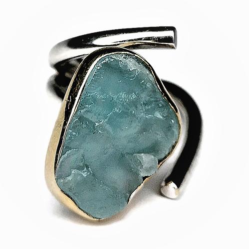 Handmade Raw Rough Aquamarine Silver Ring, Handmade Sterling Silver Ring with Natural Raw Blue Aquamarine, Aquamarine Jewelry, Mother s Day