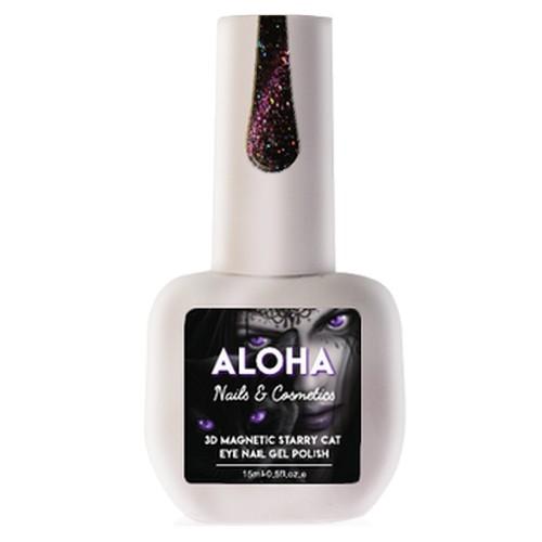 Ημιμόνιμο βερνίκι Aloha 15ml - Starry Cat Eye Double Effect / Χρώμα: Mauve (Φούξια-μωβ)
