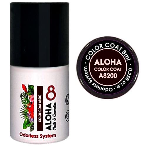 Ημιμόνιμο βερνίκι Aloha 8ml - Color Coat A8200 / Χρώμα: Dark Redish Brown (Σκούρο καφέ-κόκκινο)